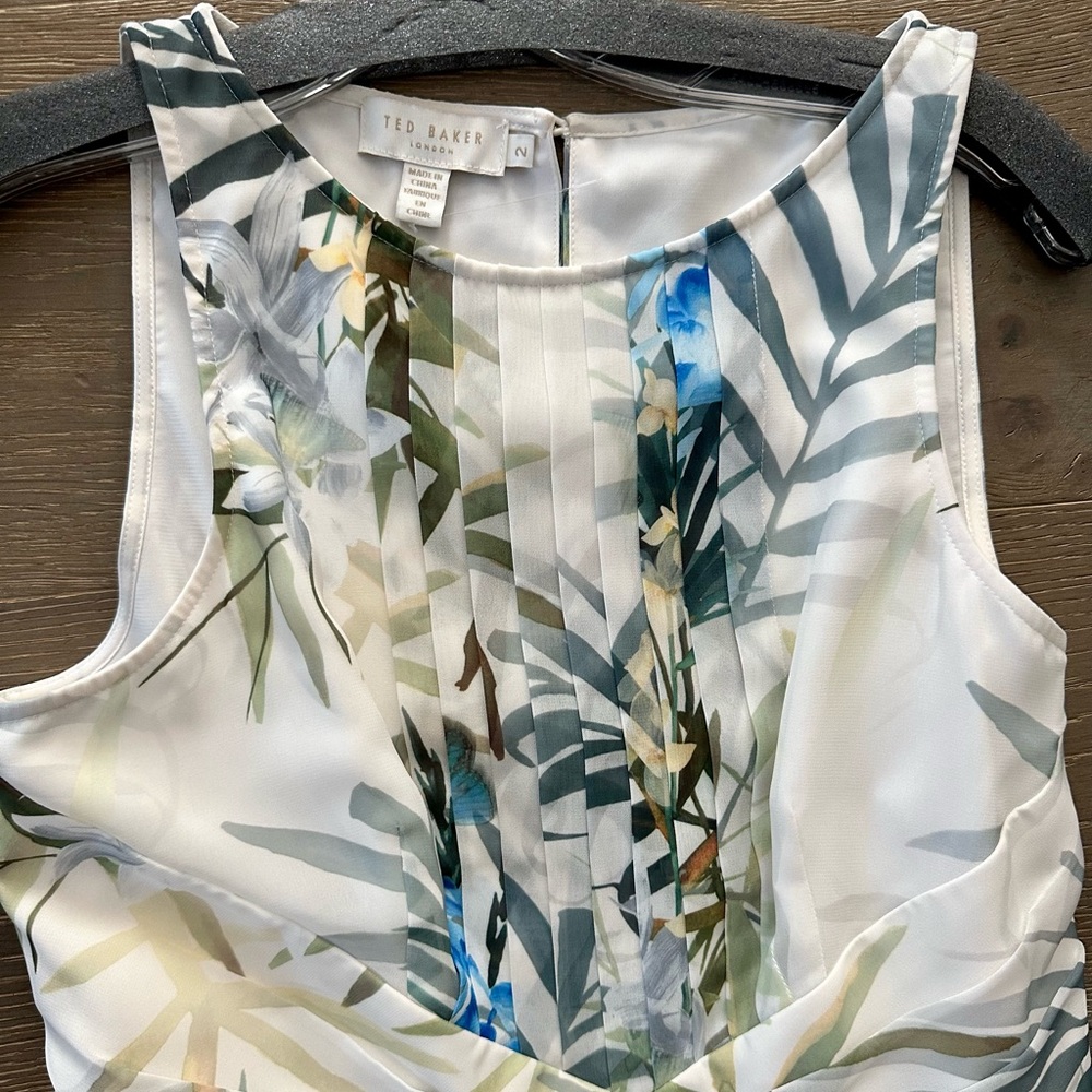Ted Baker London Natural Ameda Twilight Floral Pleat Dress - Picture 5 of 9